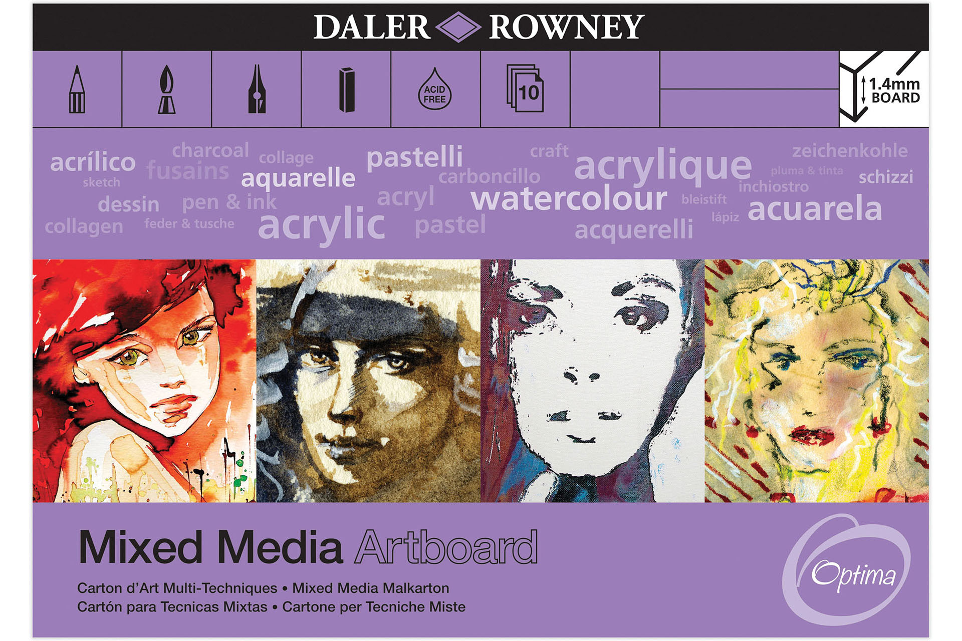 Daler Rowney Optima Mixed Media Painting Pad Acrylics Watercolours Pastel A5 